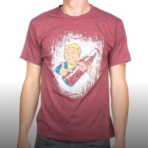 BETHESDA NUKA COLA T SHIRT VINTAGE STYLE FALLOUT 3 GAMER RED WITH GRAPHIC T 2XL